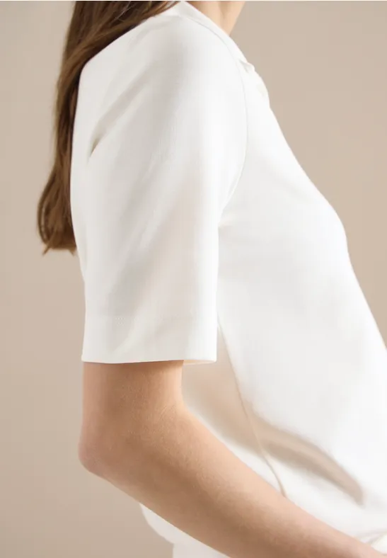 Kurzarm Poloshirt in Unifarbe vanilla white