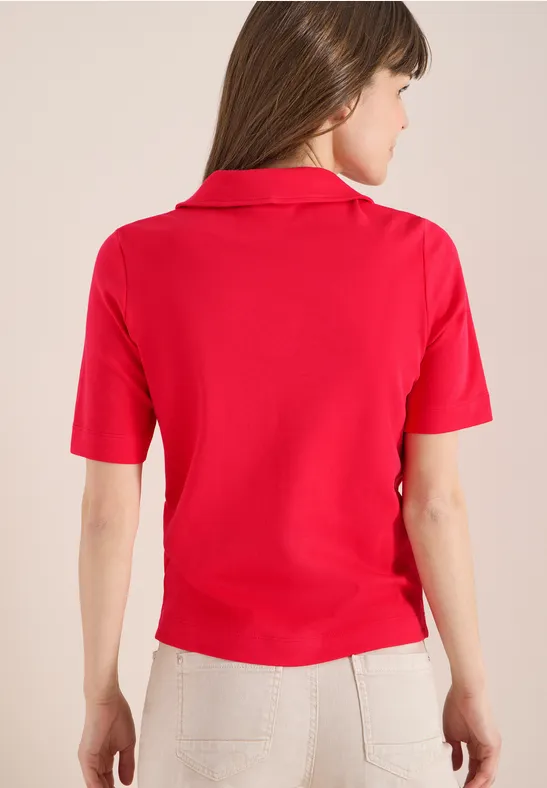 Kurzarm Poloshirt in Unifarbe glazed apple red