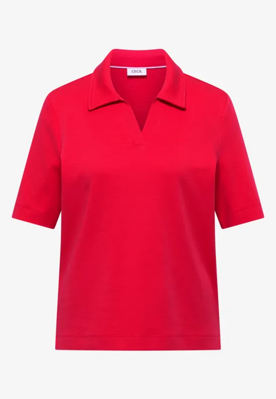 Kurzarm Poloshirt in Unifarbe glazed apple red