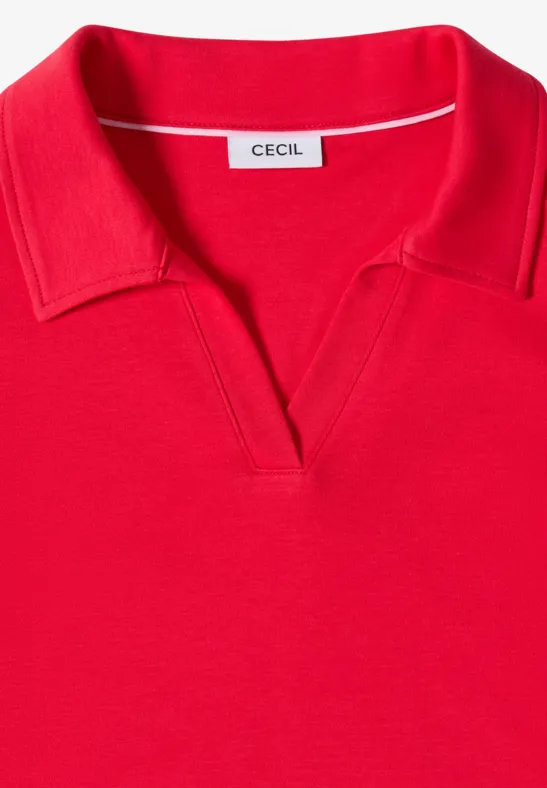 Kurzarm Poloshirt in Unifarbe glazed apple red