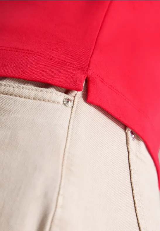 Kurzarm Poloshirt in Unifarbe glazed apple red