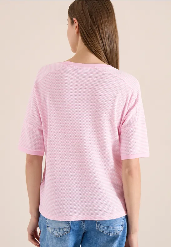 Shirt mit Boatneck und Struktur light blush rose