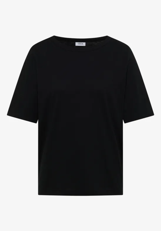Kurzarm T-Shirt mit U-Boot-Ausschnitt Black