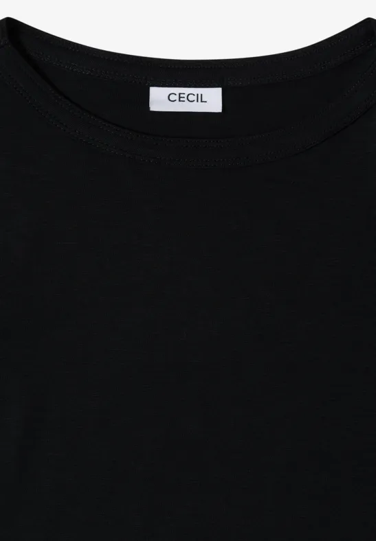 Kurzarm T-Shirt mit U-Boot-Ausschnitt Black