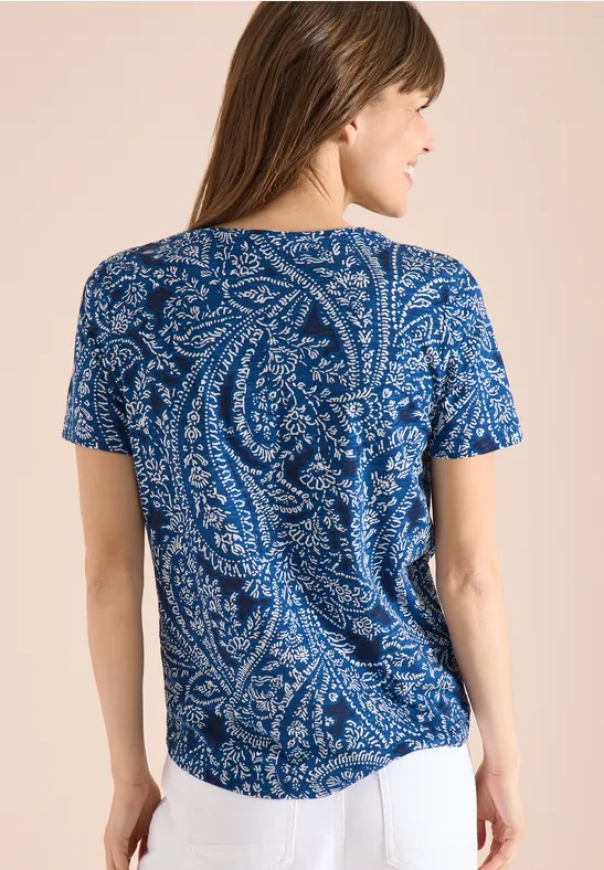 T-Shirt mit Rundhals und Minimal Print universal blue