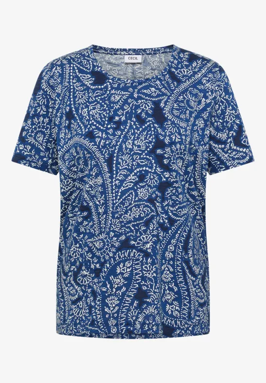 T-Shirt mit Rundhals und Minimal Print universal blue