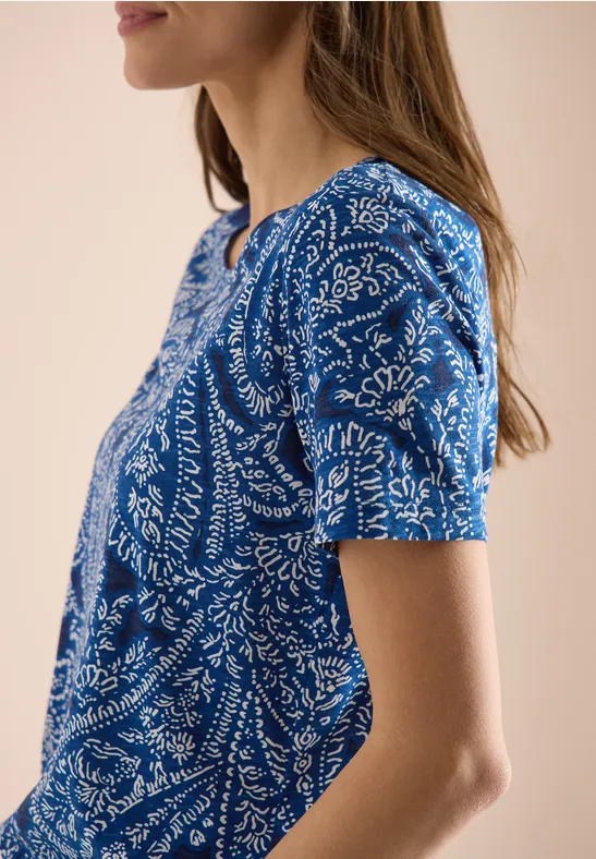 T-Shirt mit Rundhals und Minimal Print universal blue