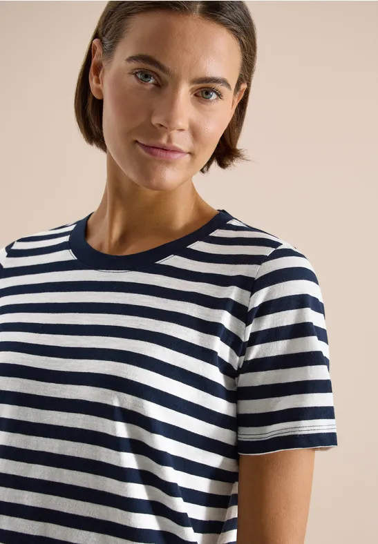 T-Shirt mit Rundhals und Streifen universal blue