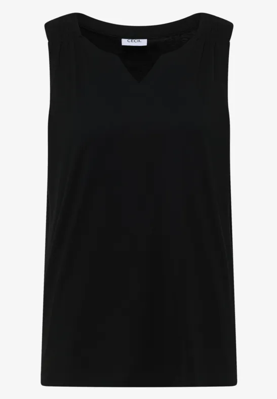 Top sans manches noir avec encolure en V