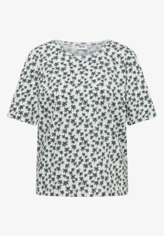 Weißes T-Shirt mit grünem Sternenmuster