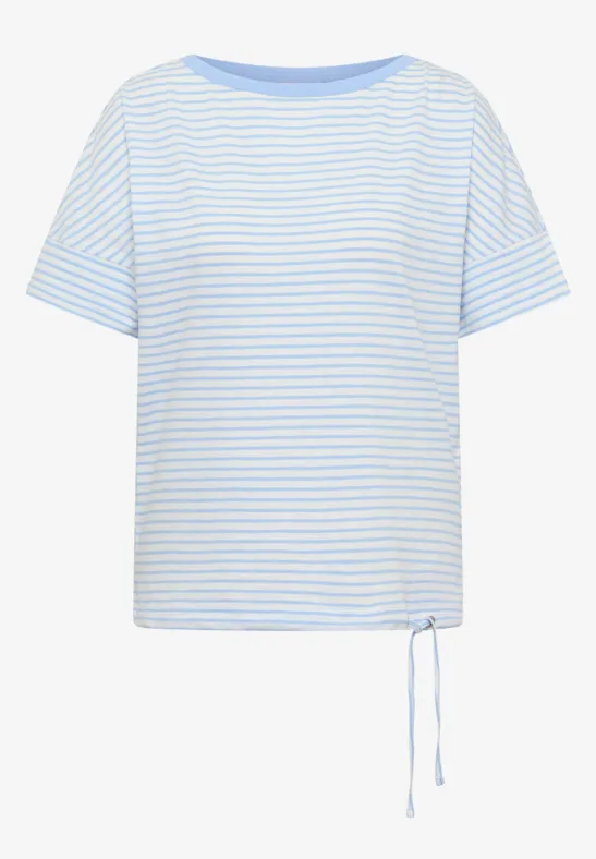 T-Shirt mit Rundhals und Streifen light sky blue
