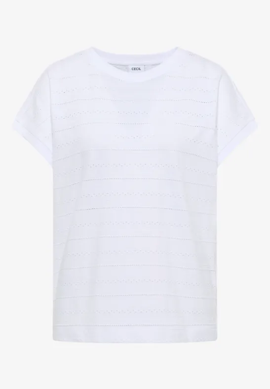 T-shirt blanc simple à manches courtes sur fond blanc.