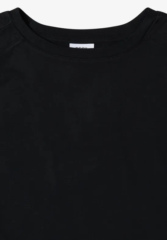 Un T-shirt noir uni sans motif.