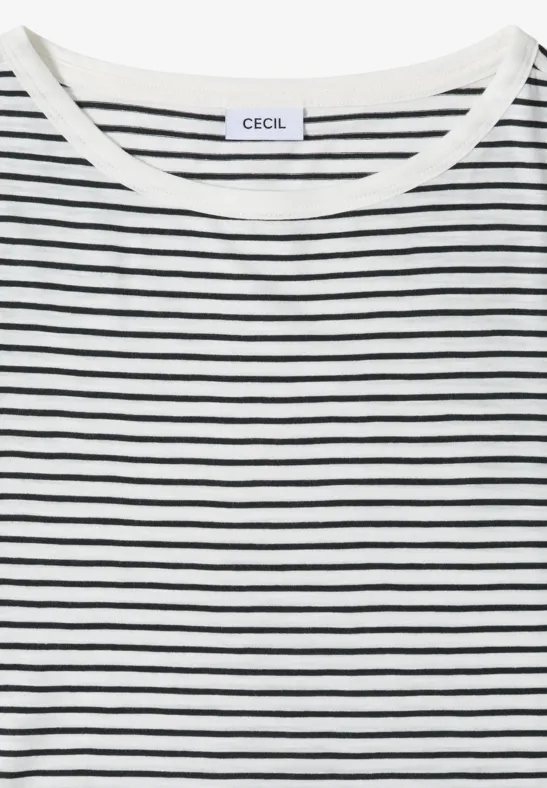 Weißes Langarmshirt mit schwarzen horizontalen Streifen