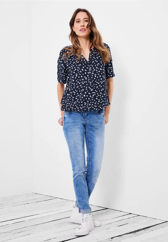 Bluse mit kurzer Knopfleiste deep blue