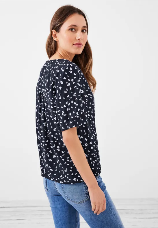 Bluse mit kurzer Knopfleiste deep blue