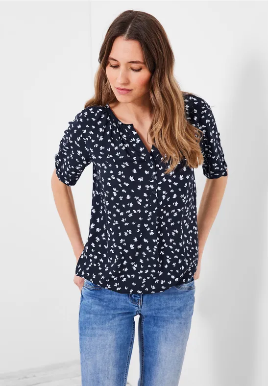Bluse mit kurzer Knopfleiste deep blue