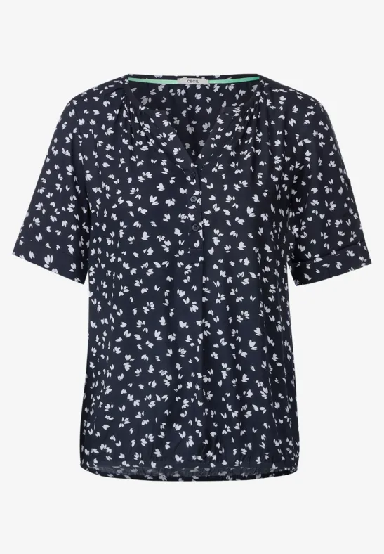 Bluse mit kurzer Knopfleiste deep blue