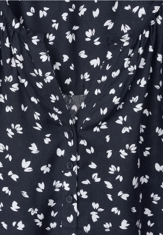 Bluse mit kurzer Knopfleiste deep blue