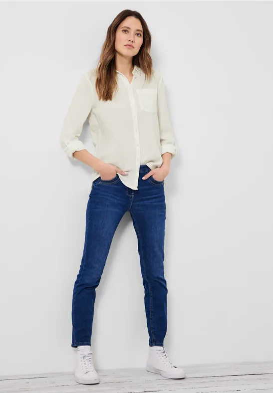 Musselin Bluse in Unifarbe vanilla white