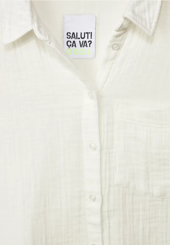 Musselin Bluse in Unifarbe vanilla white