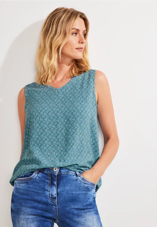 Minimal Print Bluse adriatic blue