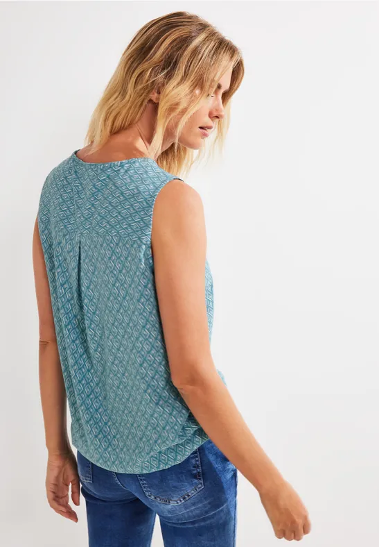 Minimal Print Bluse adriatic blue