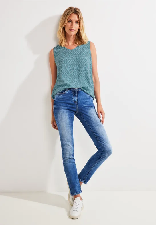 Minimal Print Bluse adriatic blue