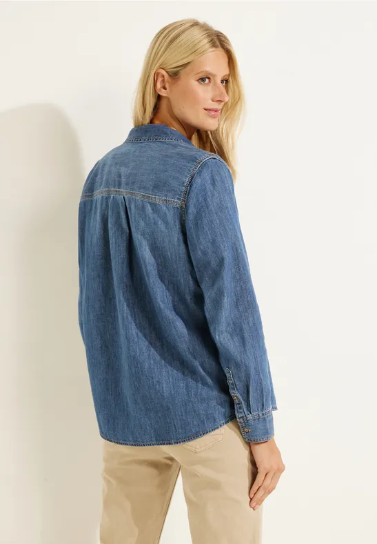 Jeansbluse in Blau mid blue wash