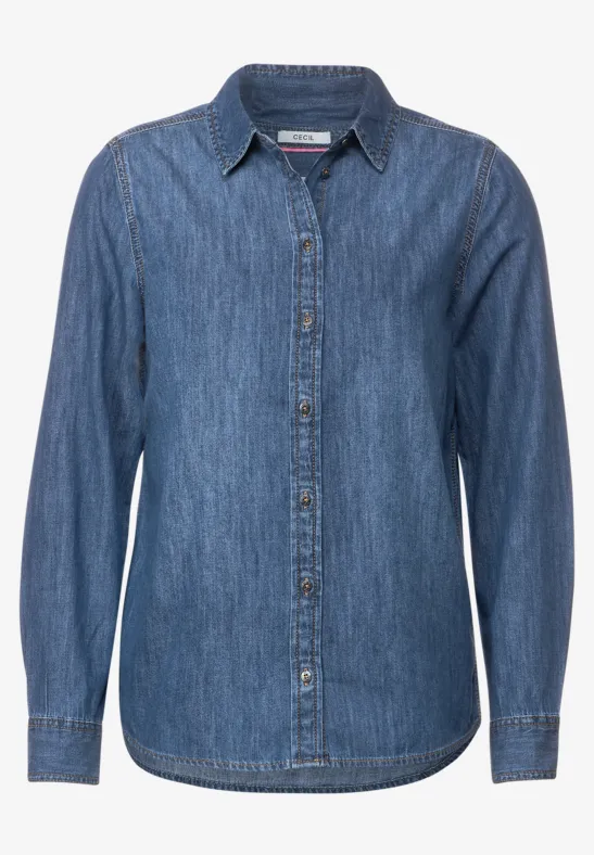 Jeansbluse in Blau mid blue wash