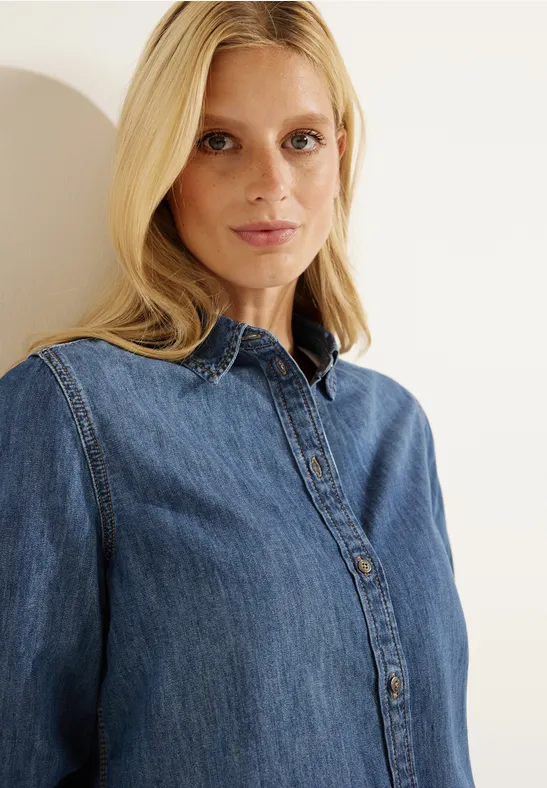 Jeansbluse in Blau mid blue wash