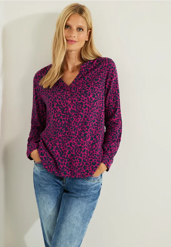 Bluse mit Minimalprint cool pink