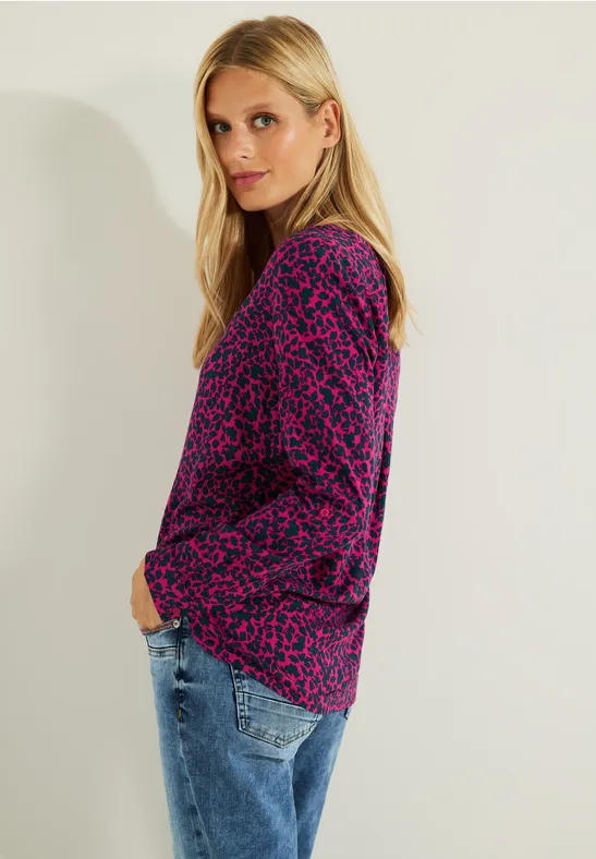 Bluse mit Minimalprint cool pink