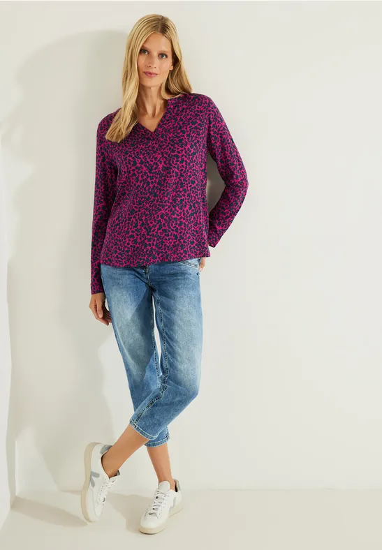 Bluse mit Minimalprint cool pink
