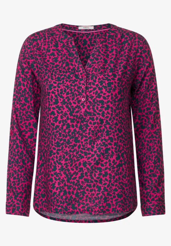 Bluse mit Minimalprint cool pink