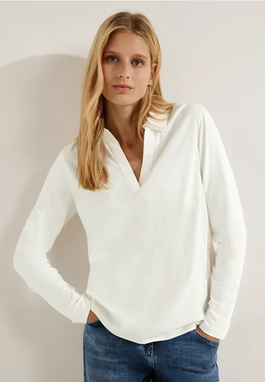 Splitneckbluse mit Kragen vanilla white