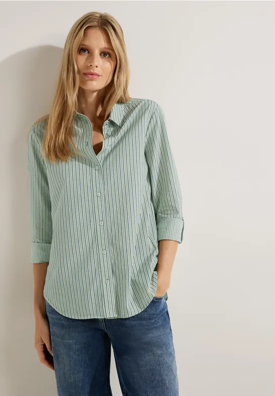 Lange blouse met strepen clear sage green