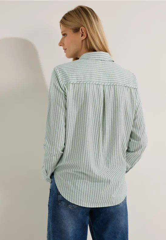 Lange blouse met strepen clear sage green