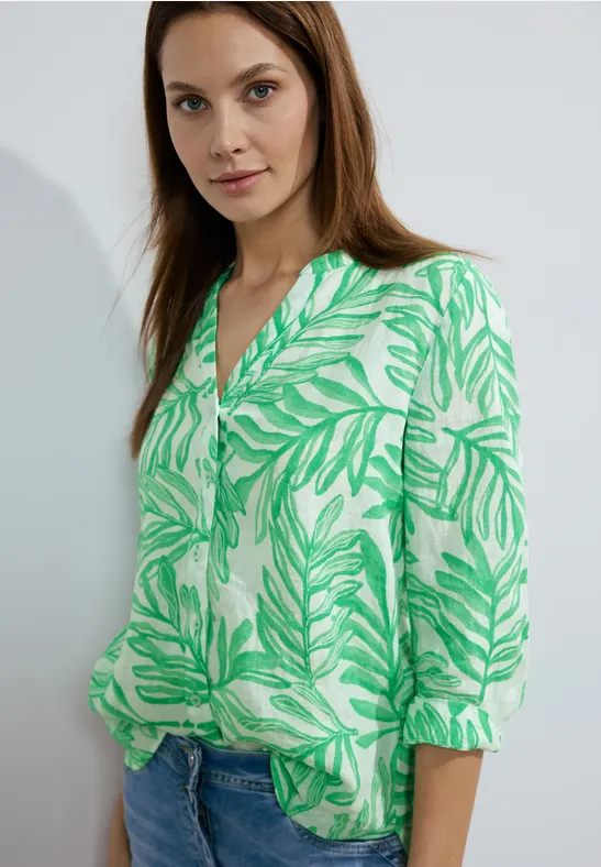 Leinenbluse mit Print juicy apple green