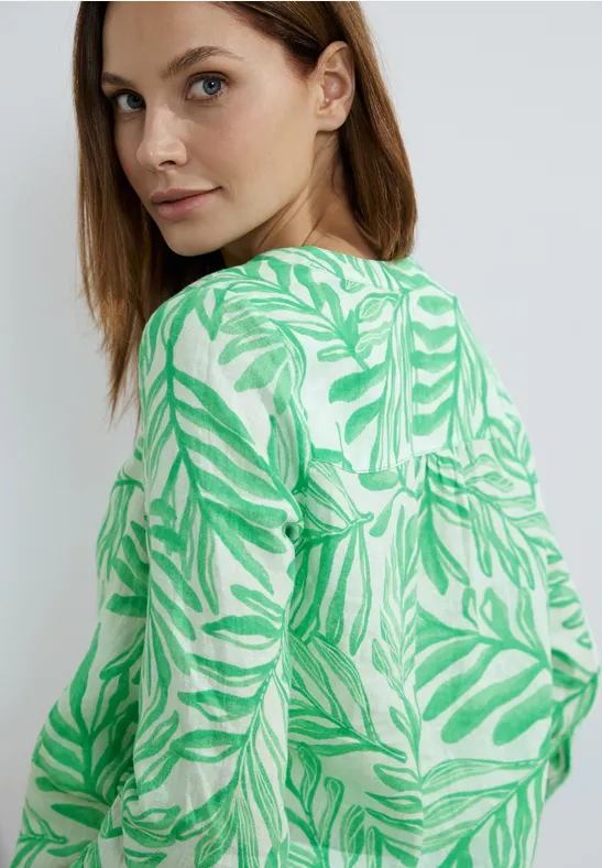 Leinenbluse mit Print juicy apple green