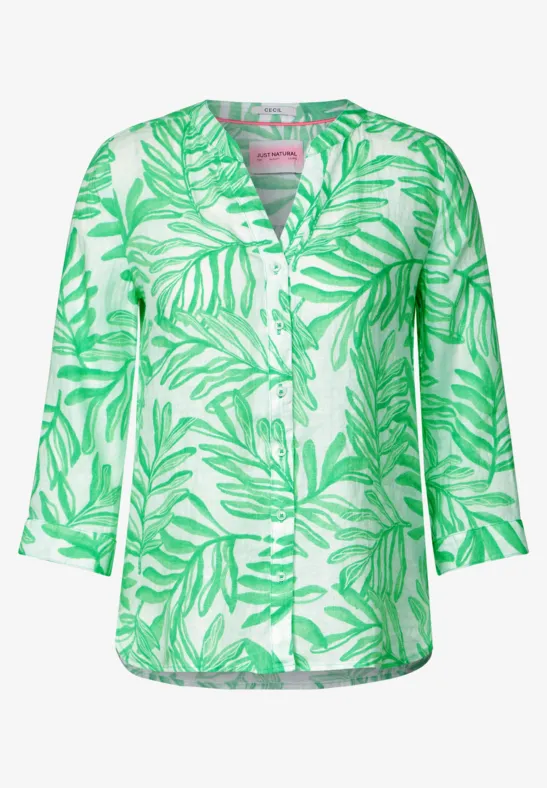Leinenbluse mit Print juicy apple green