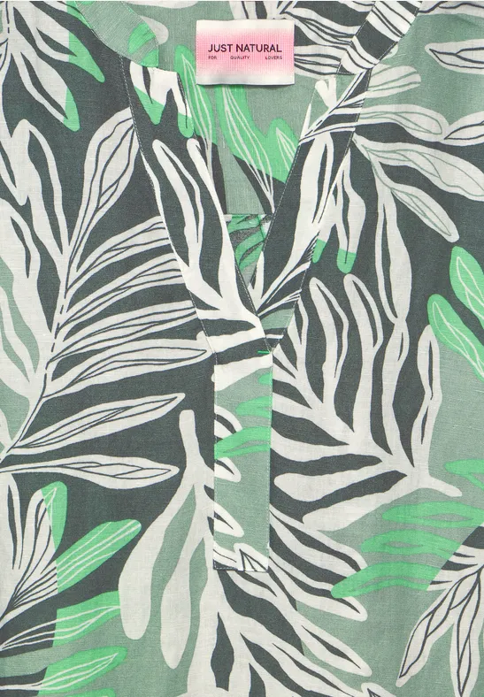 Blätterprint Bluse soft salvia green