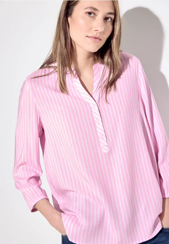 Gestreepte blouse met 3/4-mouwen tender rose