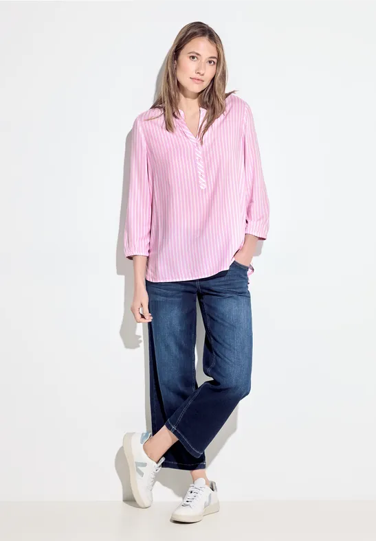 Gestreepte blouse met 3/4-mouwen tender rose