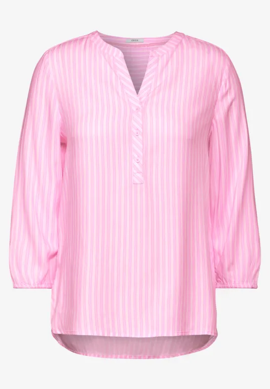 Gestreepte blouse met 3/4-mouwen tender rose