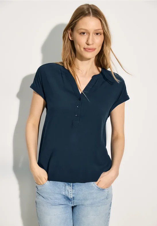 Bluzka z wiskozy dark petrol blue