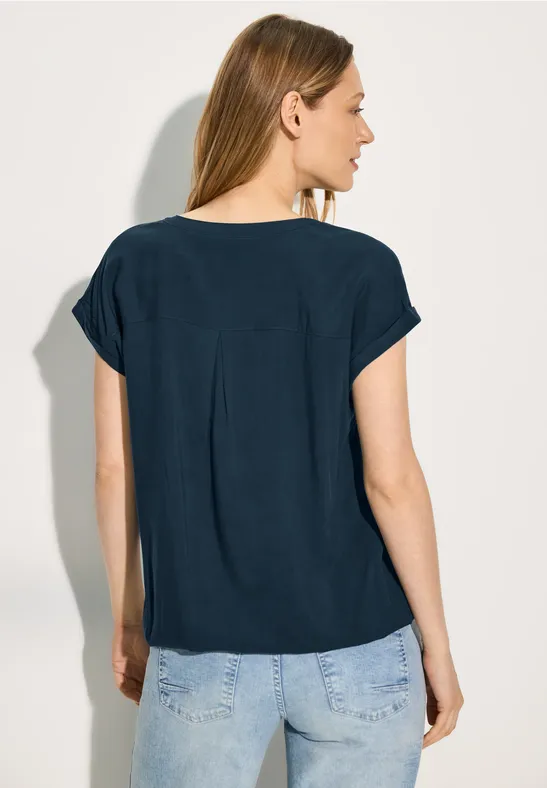 Bluzka z wiskozy dark petrol blue
