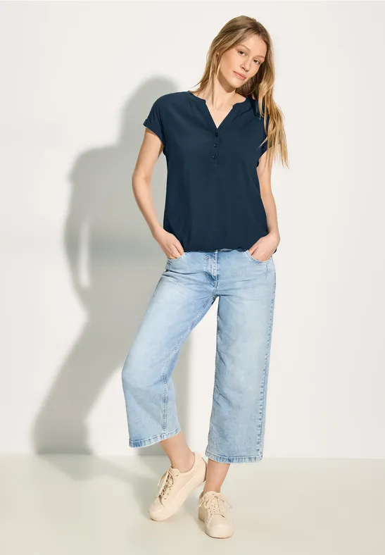 Bluzka z wiskozy dark petrol blue