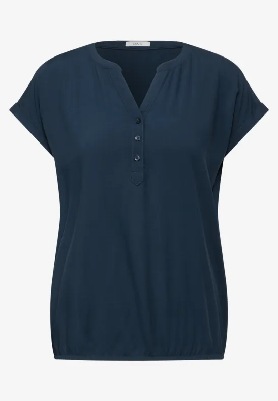 Bluzka z wiskozy dark petrol blue