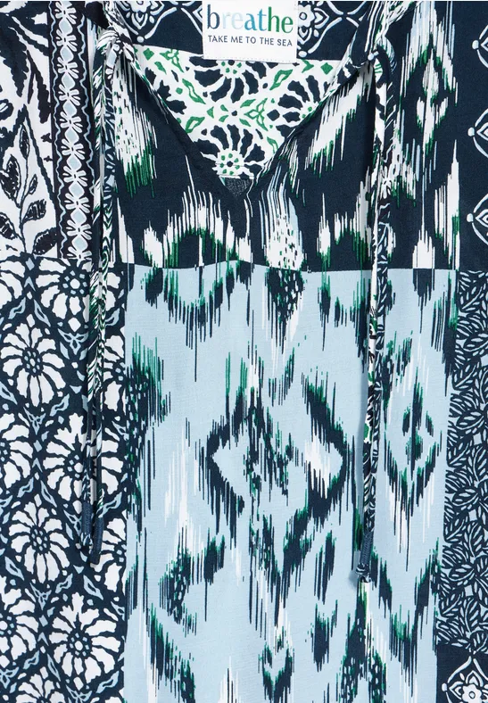 Chemisier à imprimé patchwork dark petrol blue